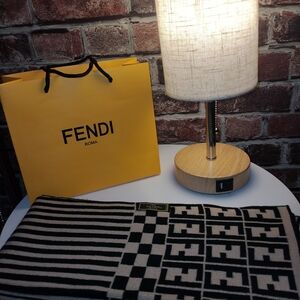 Fendi Black and Cream Wool Scarf